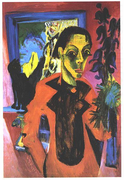 Selfportrait with shadow, Ernst Ludwig Kirchner